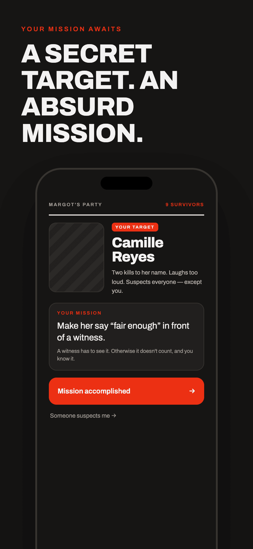 Interfector mission screen with target Camille Reyes.